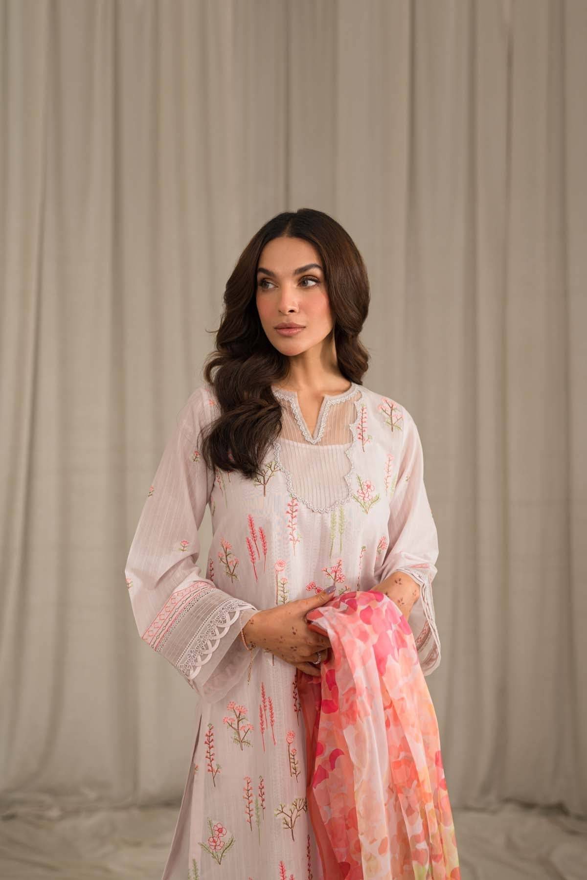 Sahar | Mirage Spring Luxury 24 | Textured Lawn 3 Piece (Embroidered) - Pakistani Designer Dress - by Sahar | Type: Luxury - 100% Original at Saira Sultan