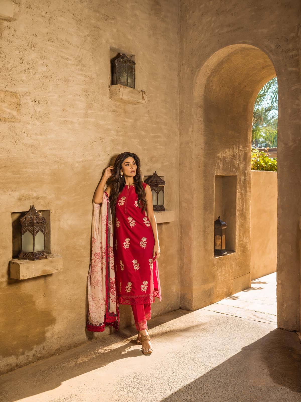 Sahar | Mirage Spring Luxury 24 | Slub Lawn 3 Piece (Embroidered) - Pakistani Designer Dress - by Sahar | Type: Luxury - 100% Original at Saira Sultan
