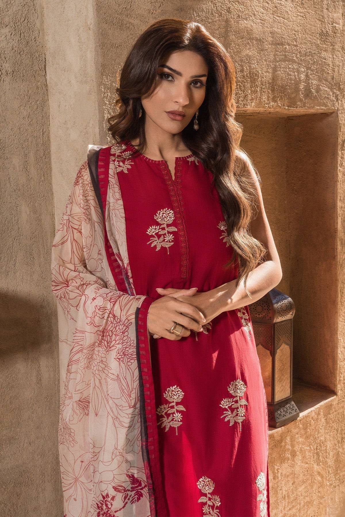 Sahar | Mirage Spring Luxury 24 | Slub Lawn 3 Piece (Embroidered) - Pakistani Designer Dress - by Sahar | Type: Luxury - 100% Original at Saira Sultan