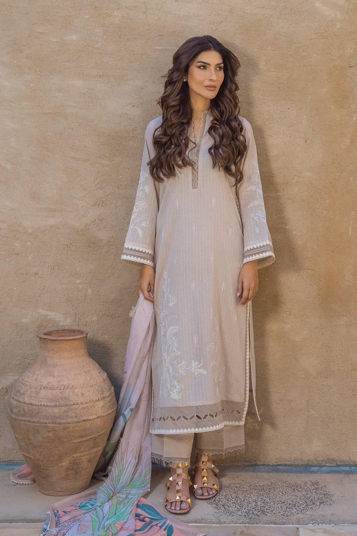 Sahar | Mirage Spring Luxury 24 | Textured Lawn 3 Piece (Embroidered) - Pakistani Designer Dress - by Sahar | Type: Luxury - 100% Original at Saira Sultan