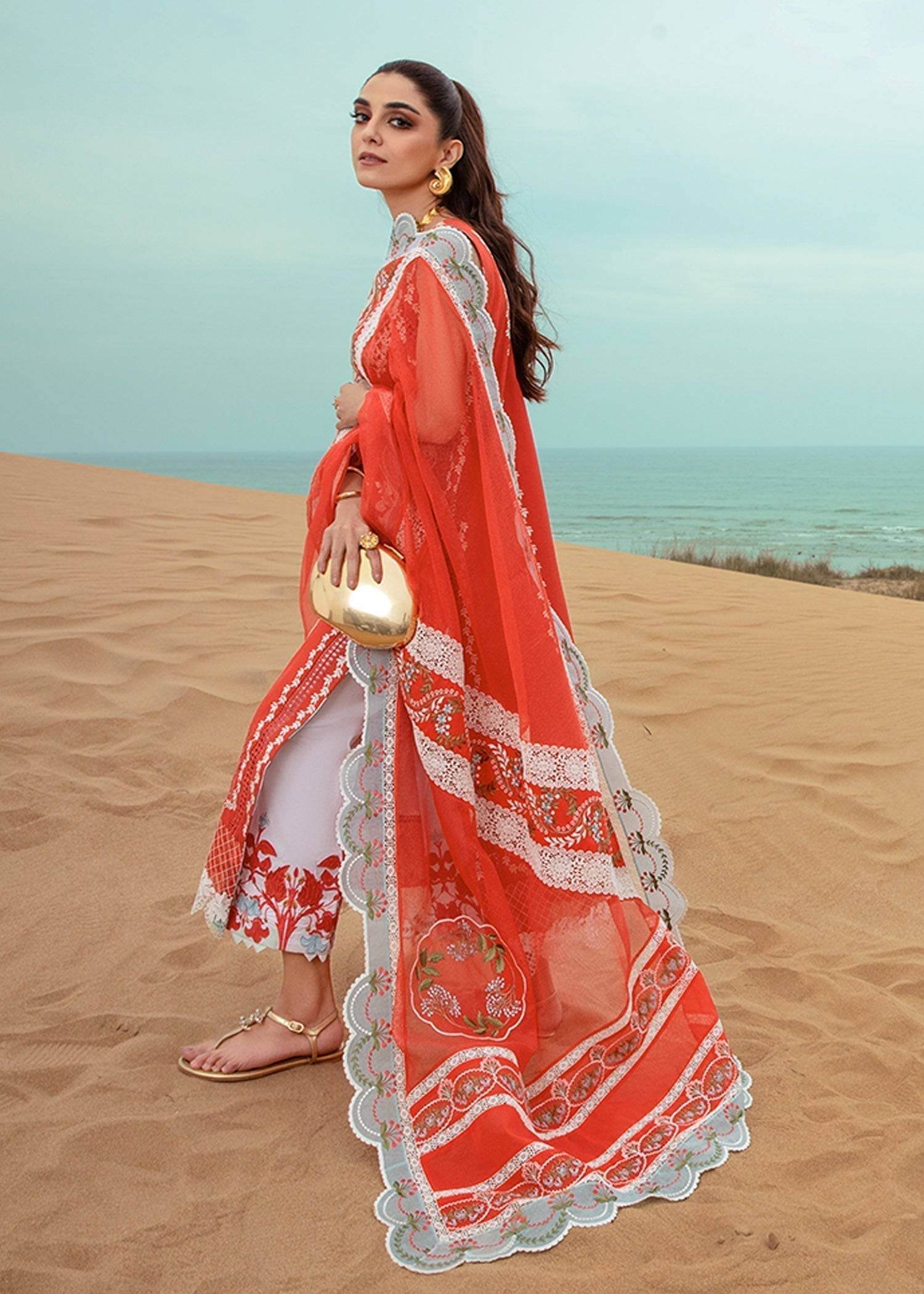 Crimson | Lawn 24 | Stars of Fire - Fiesta Coral - Pakistani Designer Dress - by Crimson | Type: Luxury - 100% Original at Saira Sultan