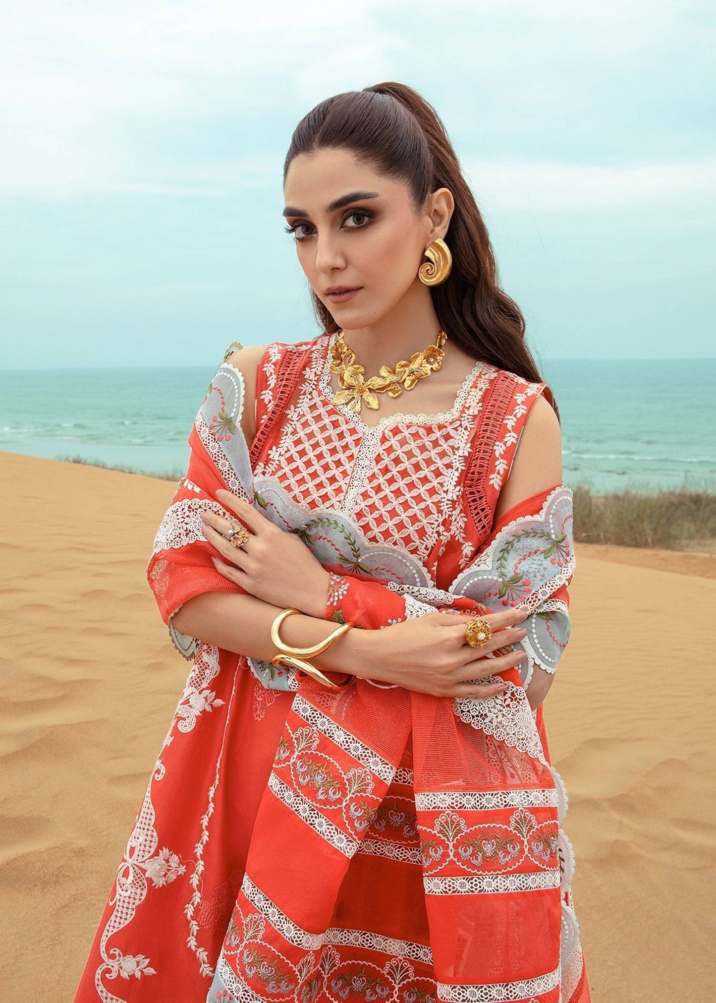 Crimson | Lawn 24 | Stars of Fire - Fiesta Coral - Pakistani Designer Dress - by Crimson | Type: Luxury - 100% Original at Saira Sultan