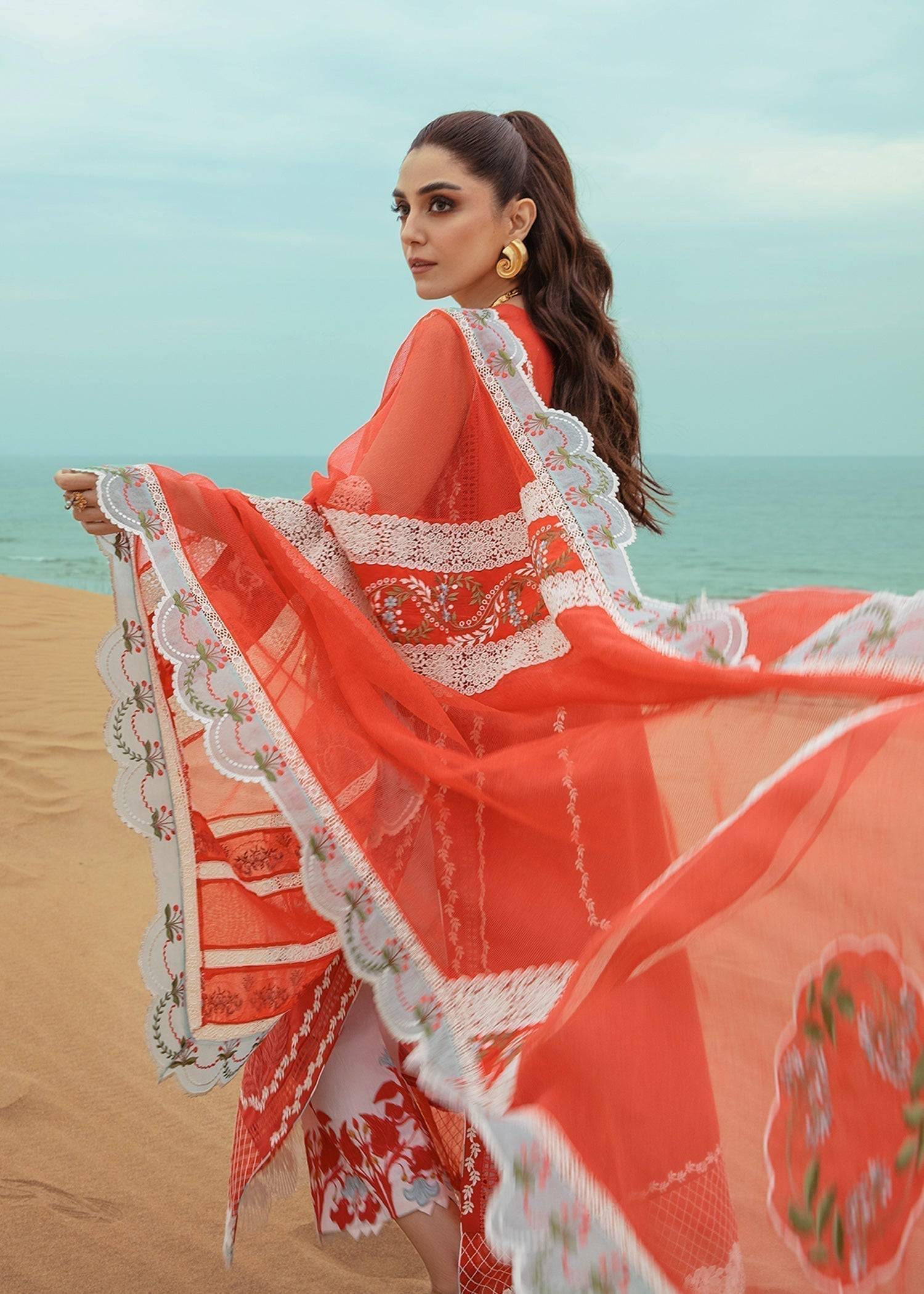 Crimson | Lawn 24 | Stars of Fire - Fiesta Coral - Pakistani Designer Dress - by Crimson | Type: Luxury - 100% Original at Saira Sultan