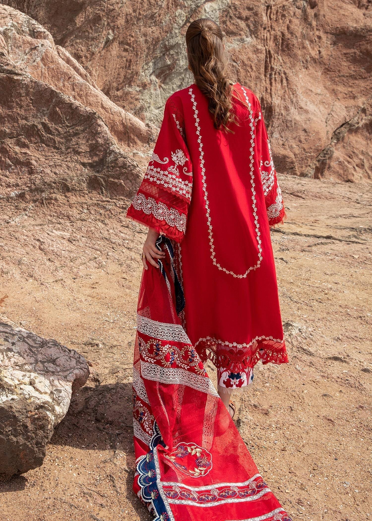 Crimson | Lawn 24 | Stars of Fire - Flame red - Pakistani Designer Dress - by Crimson | Type: Luxury - 100% Original at Saira Sultan