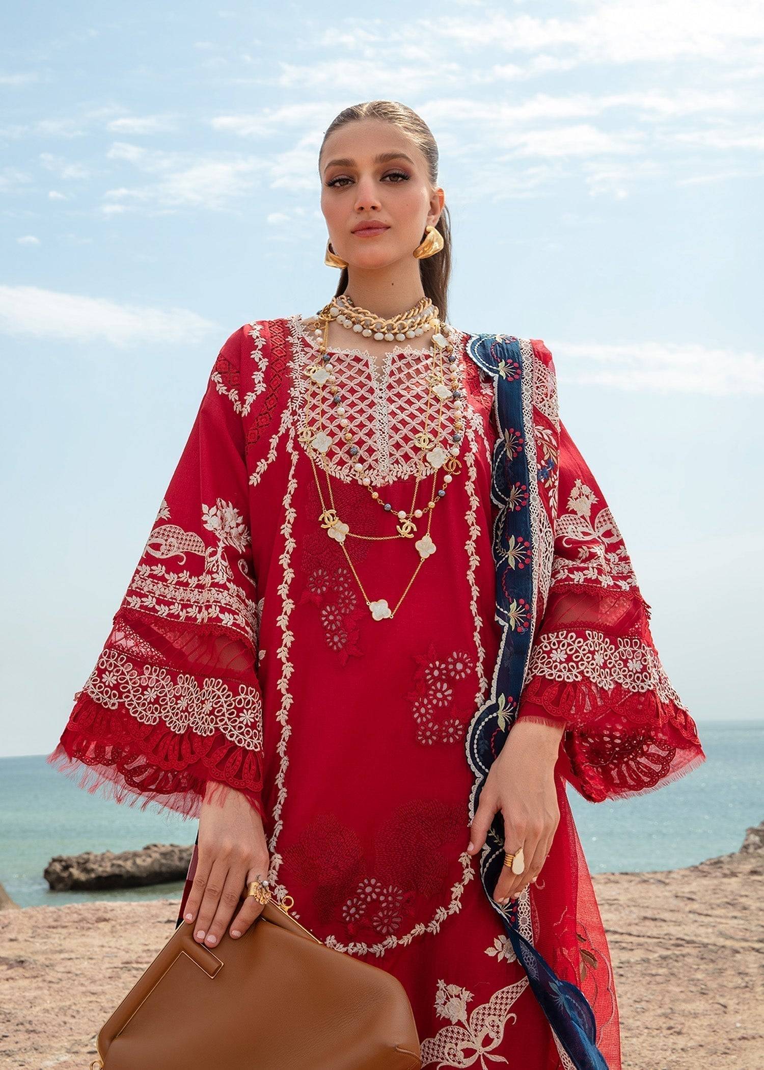 Crimson | Lawn 24 | Stars of Fire - Flame red - Pakistani Designer Dress - by Crimson | Type: Luxury - 100% Original at Saira Sultan