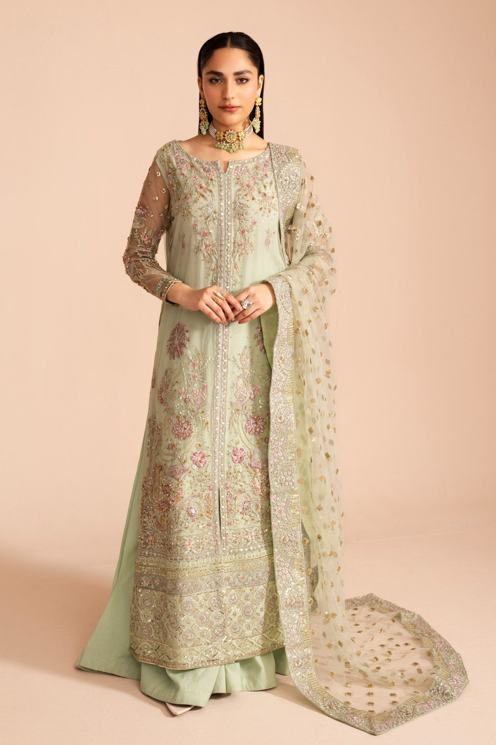 Maryum N Maria | Zircon Formals | SEPIDEH - MS40084 L Pastel Mint Organza