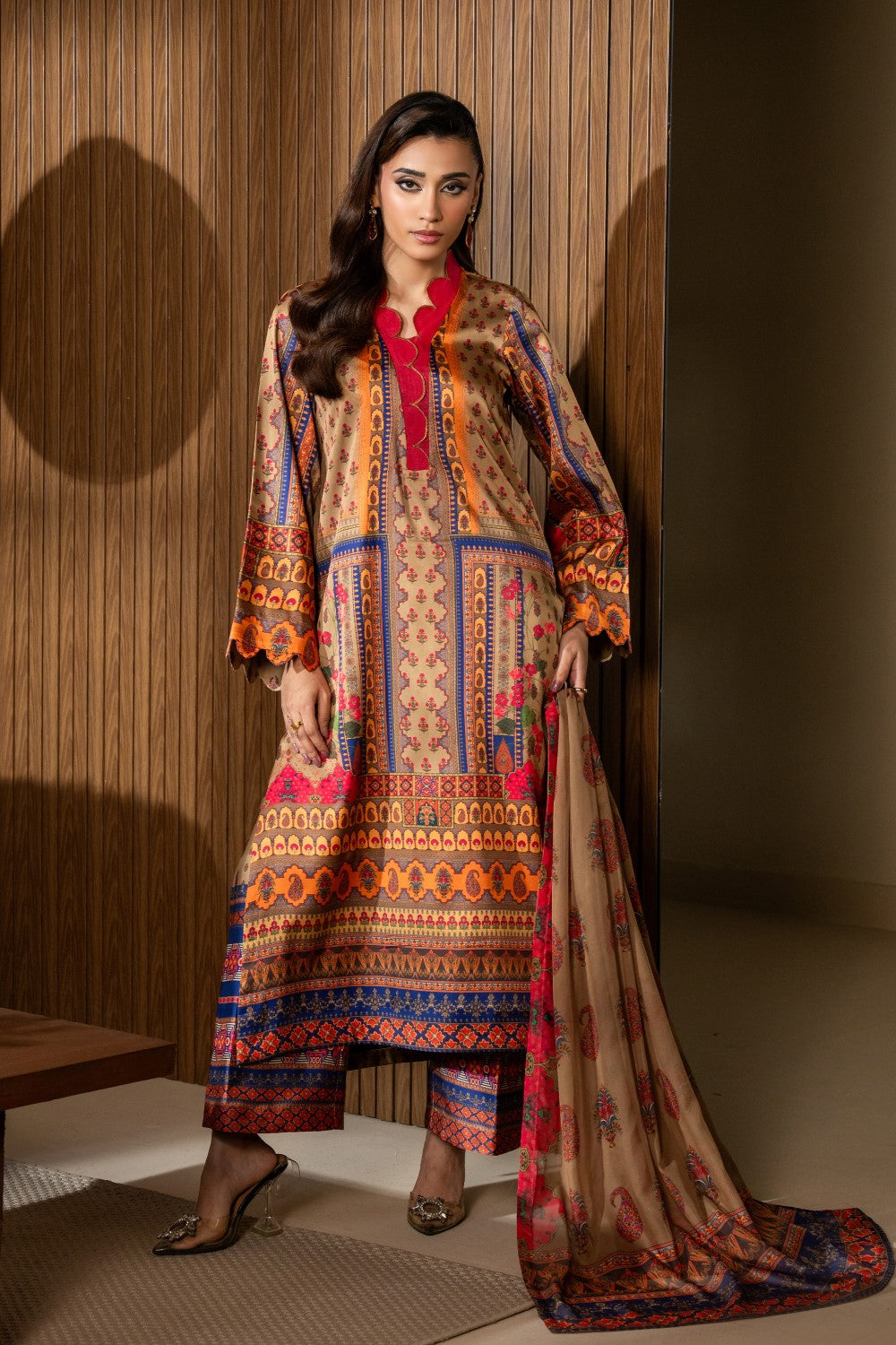 Maryum N Maria | Nazm Collection | SERENA - MS50467 XS Rosy Brown Silk