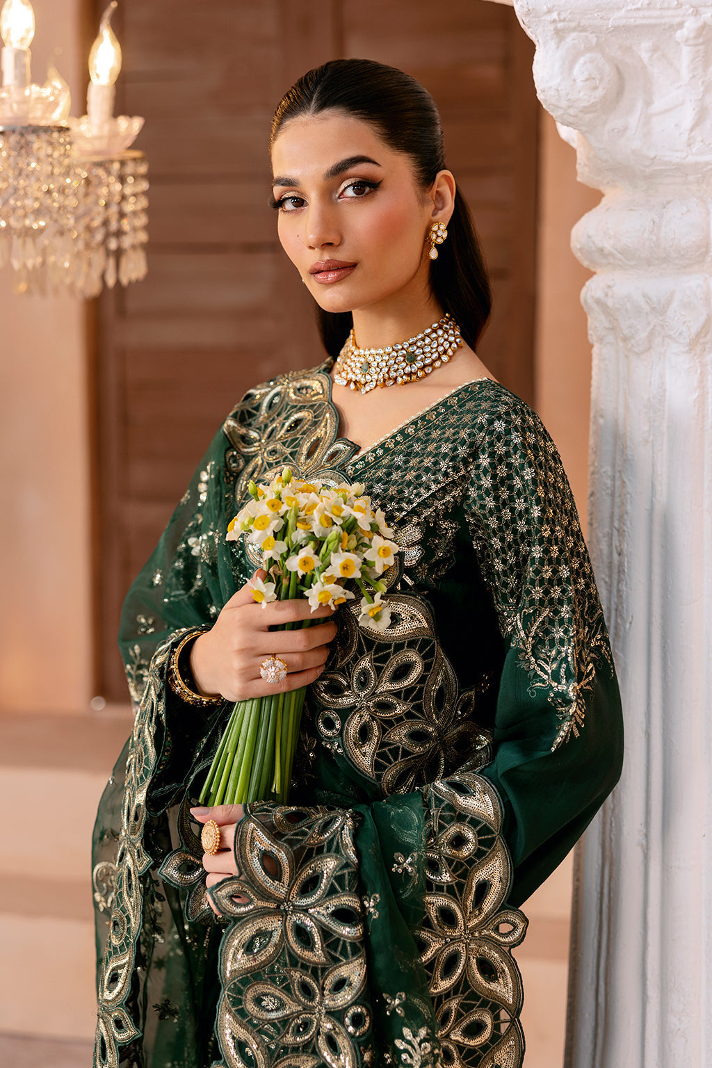 Ramsha | Shehnai Formals |SS-101 L Dark Green Raw Silk