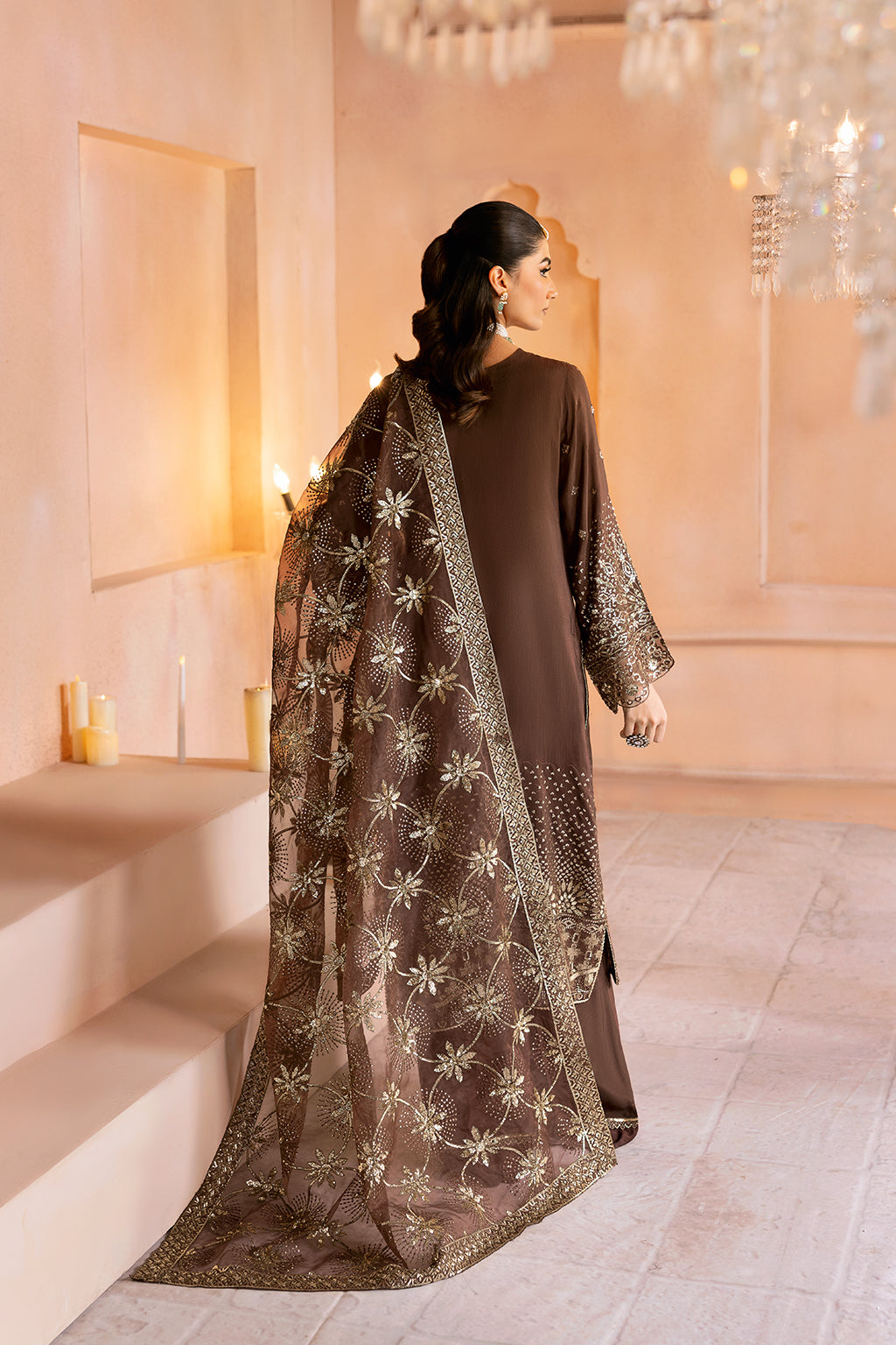 Ramsha | Shehnai Formals | SS-108 S Chocolate Brown Raw Silk