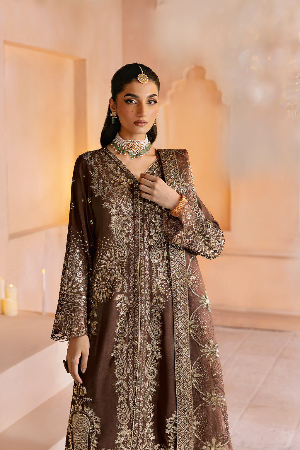 Ramsha | Shehnai Formals | SS-108 M Chocolate Brown Raw Silk