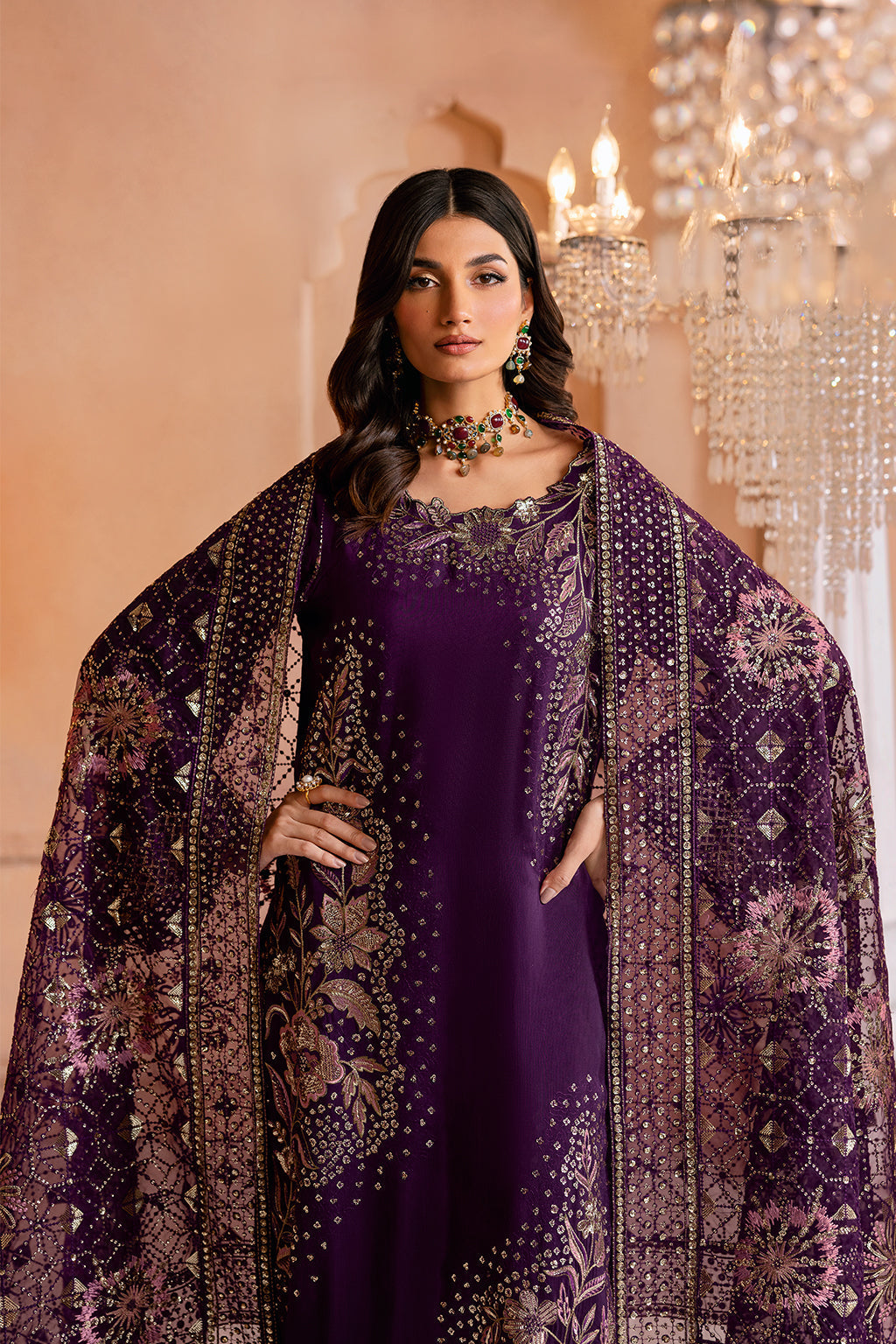 Ramsha | Shehnai Formals | SS-104 M Dark Purple Raw Silk