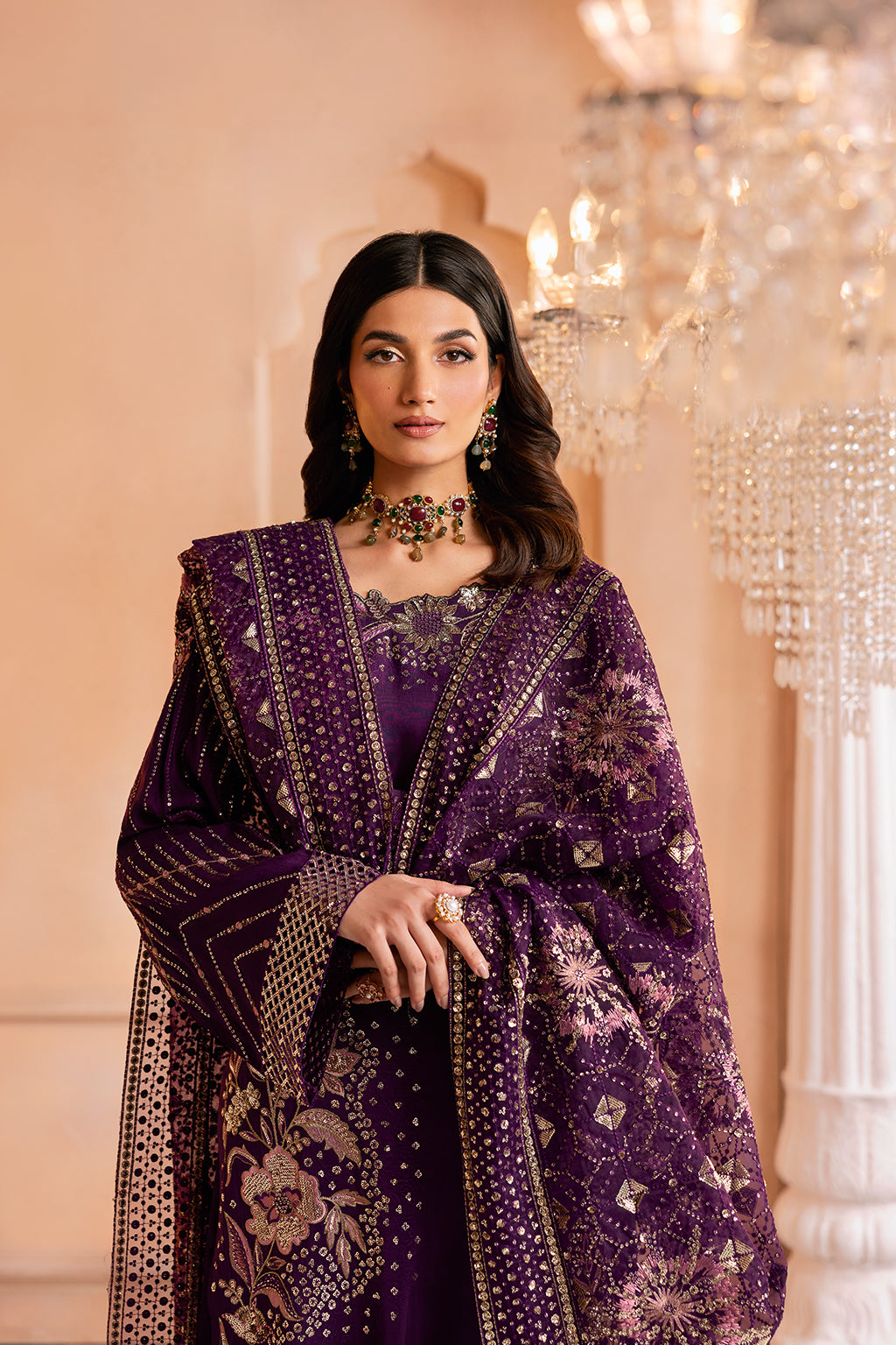 Ramsha | Shehnai Formals | SS-104 L Dark Purple Raw Silk