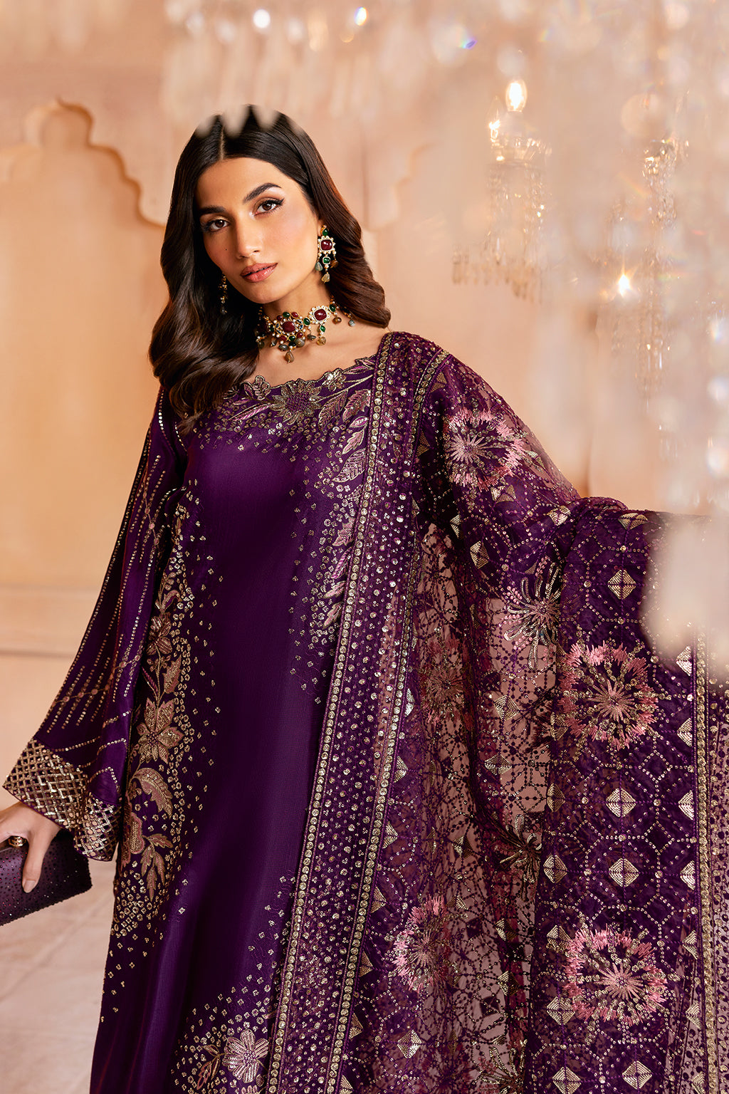 Ramsha | Shehnai Formals | SS-104 XL Dark Purple Raw Silk