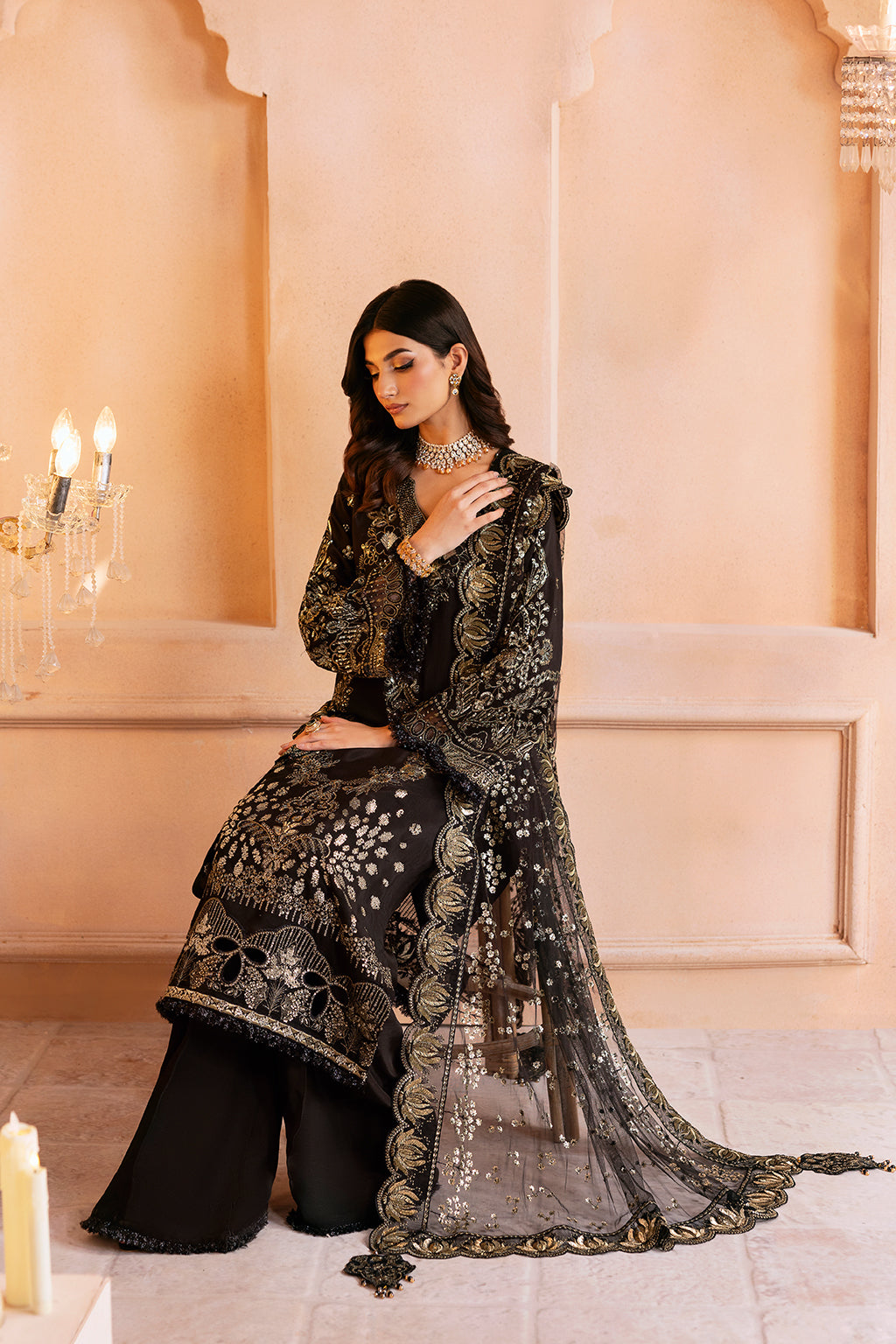 Ramsha | Shehnai Formals | SS-105 L Black Raw Silk