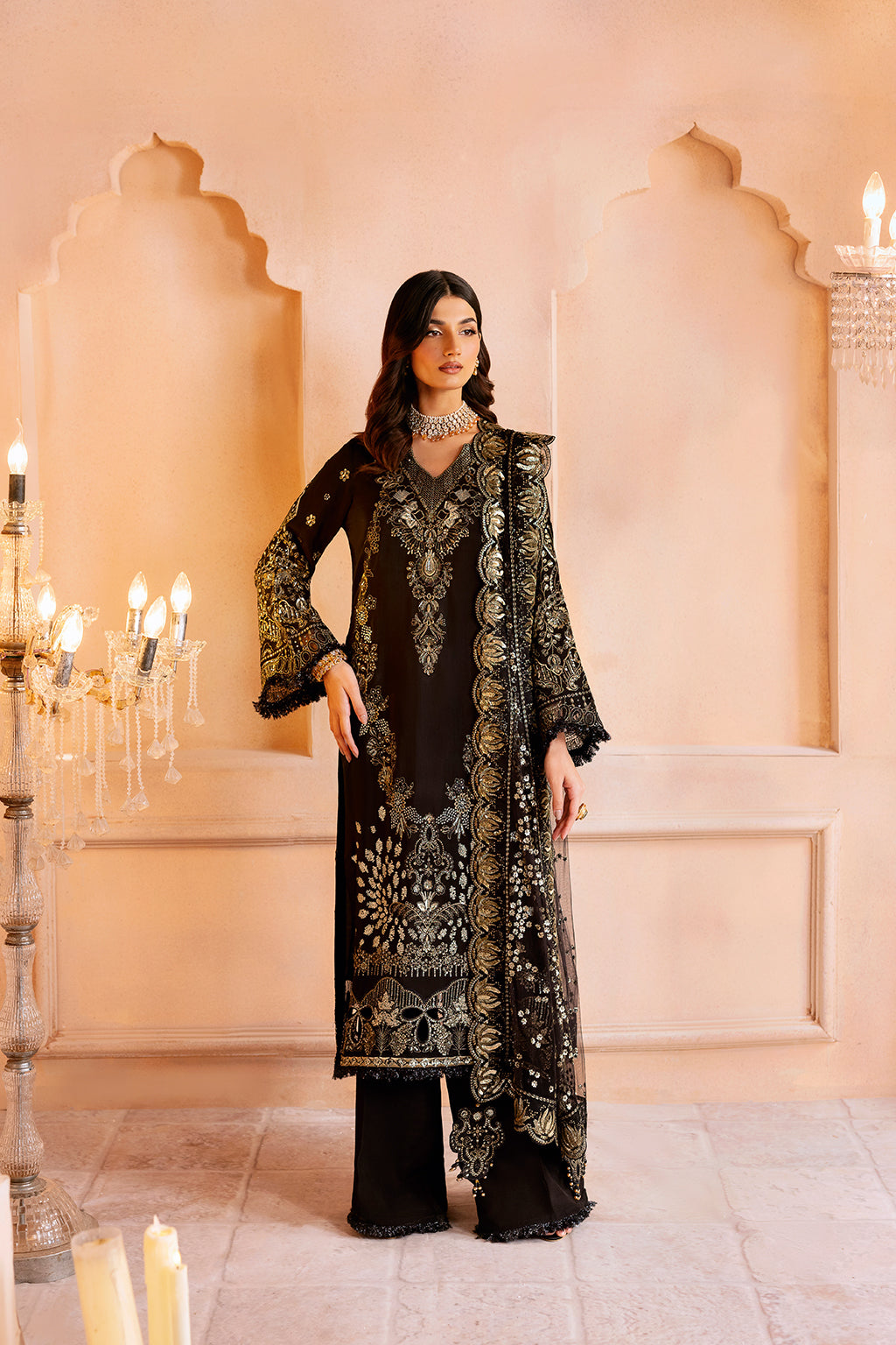 Ramsha | Shehnai Formals | SS-105 XS Black Raw Silk