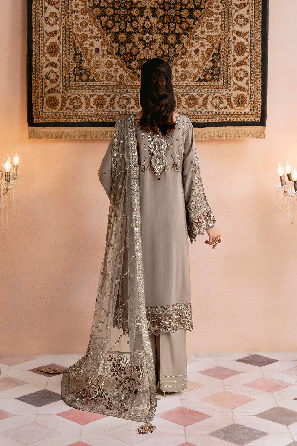 Ramsha | Shehnai Formals | SS-103 S Cloud Gray Raw Silk