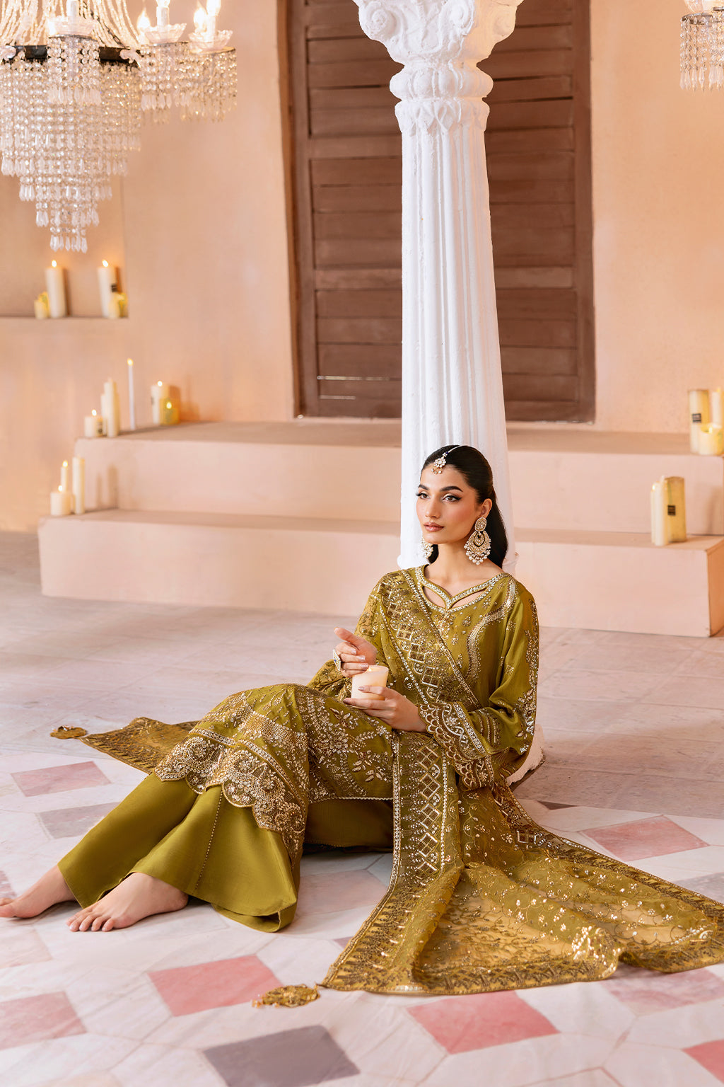 Ramsha | Shehnai Formals | SS-106 L mendhi Raw Silk