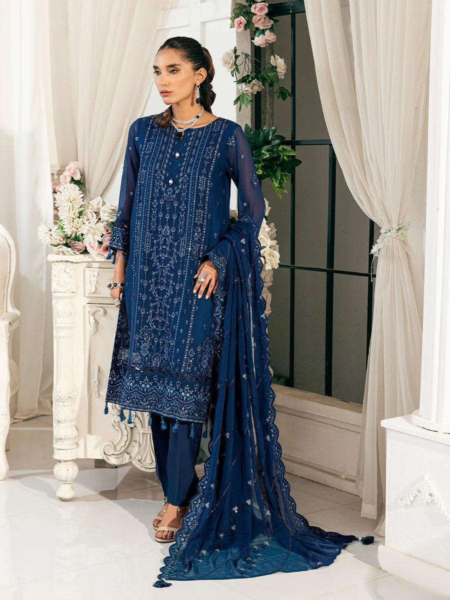 Salitex | Signature Festive Chiffon | SUNS7CH035UT L Navy Blue Chiffon