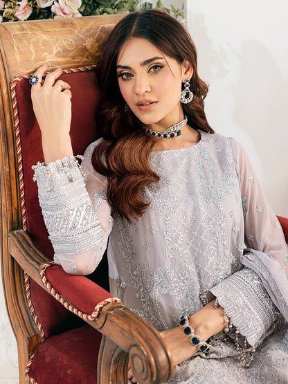 Salitex | Signature Festive Chiffon | SUNS7CH034UT M Silver Chiffon