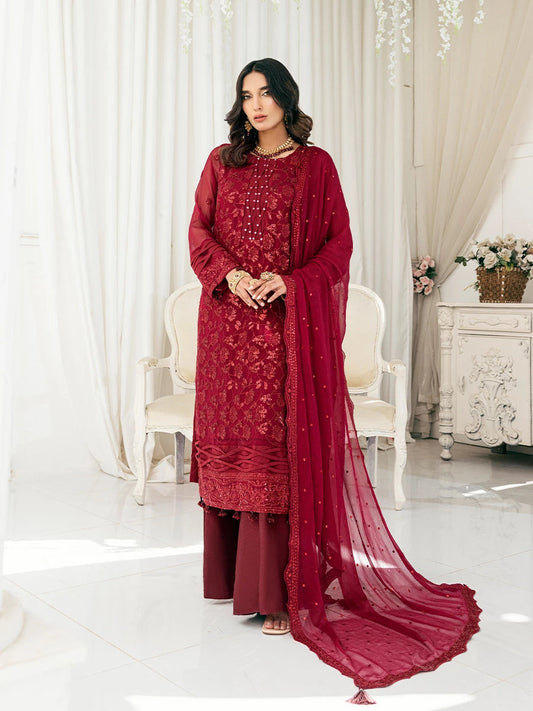 Salitex | Signature Festive Chiffon | SUNS7CH026UT XS Deep Red Chiffon