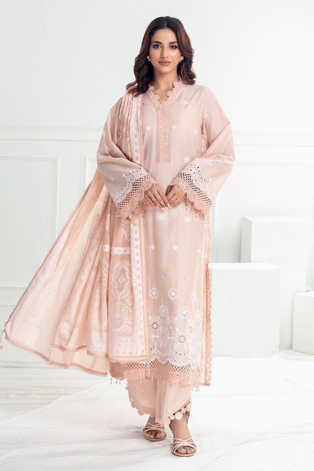 Gul Ahmed | Festive Capsule 25 | SP-52047 XS Pale Peach Lawn