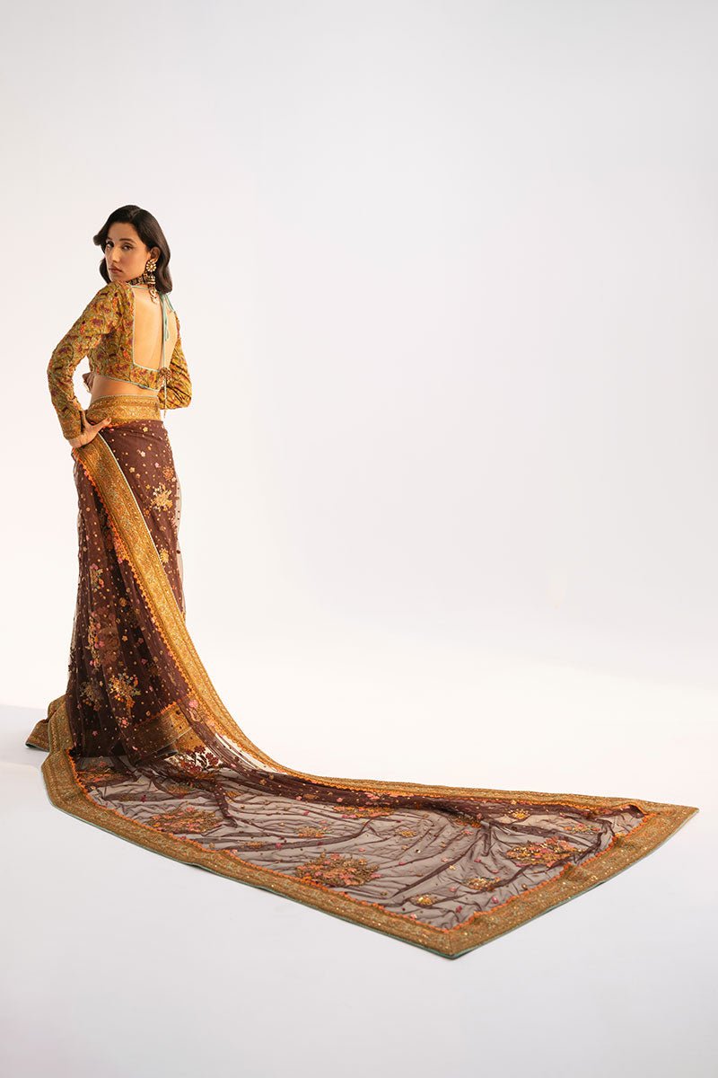Fahad Hussayn | Ashk o Atar | SOROUR S Chocolate Brown Net