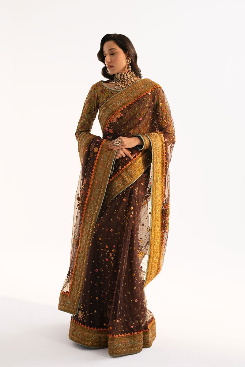 Fahad Hussayn | Ashk o Atar | SOROUR XS Chocolate Brown Net
