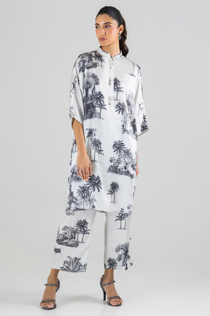 Sana Safinaz | Silk Tunics | SS24STP142P2T S White Poly Satin