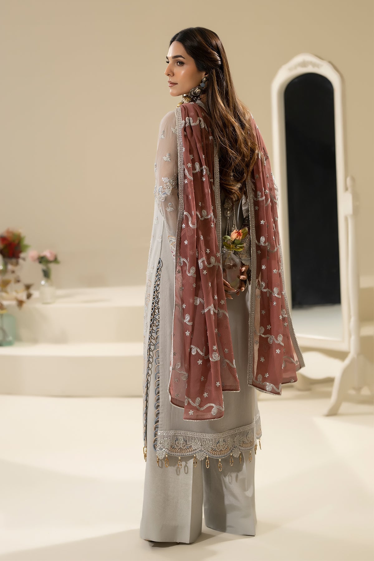 Imrozia Premium | Nisha Collection | M-85 MEHZA S Light Gray Chiffon