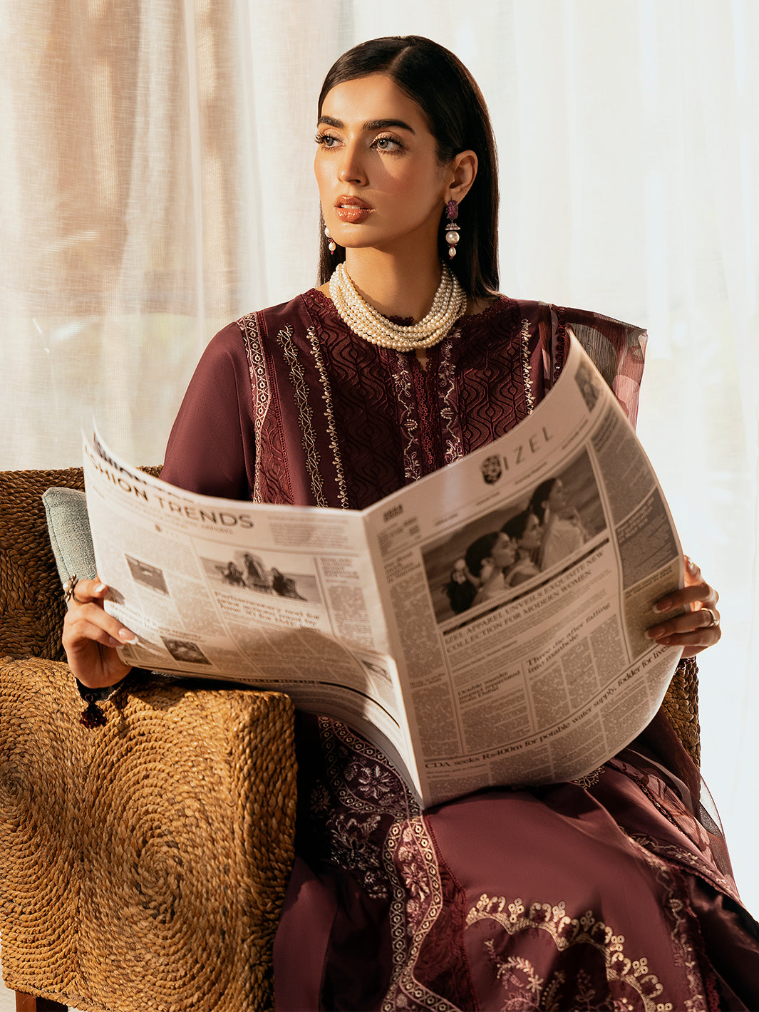 Izel | Dastak Luxury Lawn | TABEER Custom Size Dark Plum Lawn