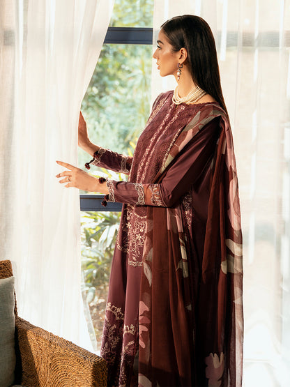Izel | Dastak Luxury Lawn | TABEER L Dark Plum Lawn