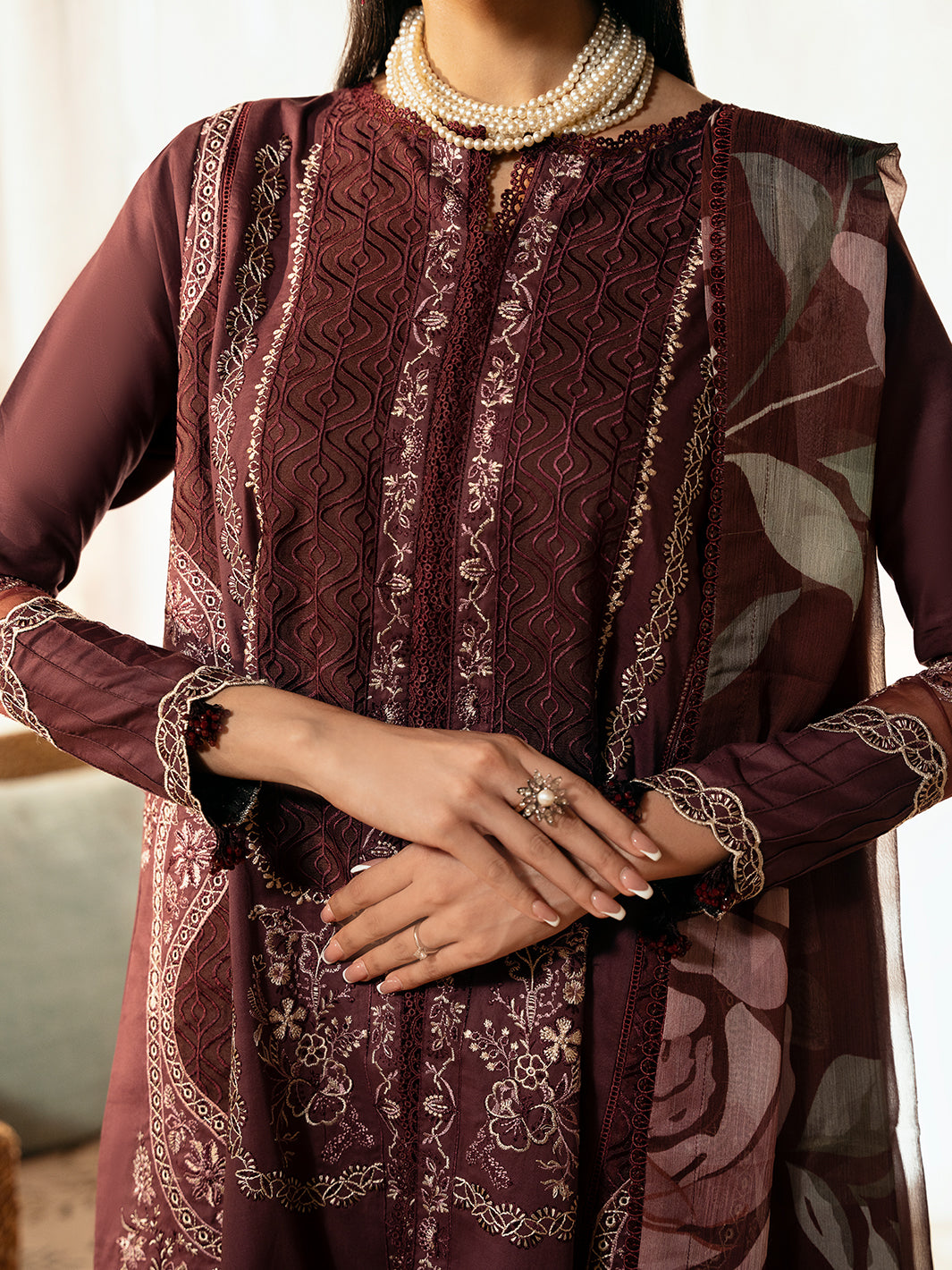 Izel | Dastak Luxury Lawn | TABEER M Dark Plum Lawn
