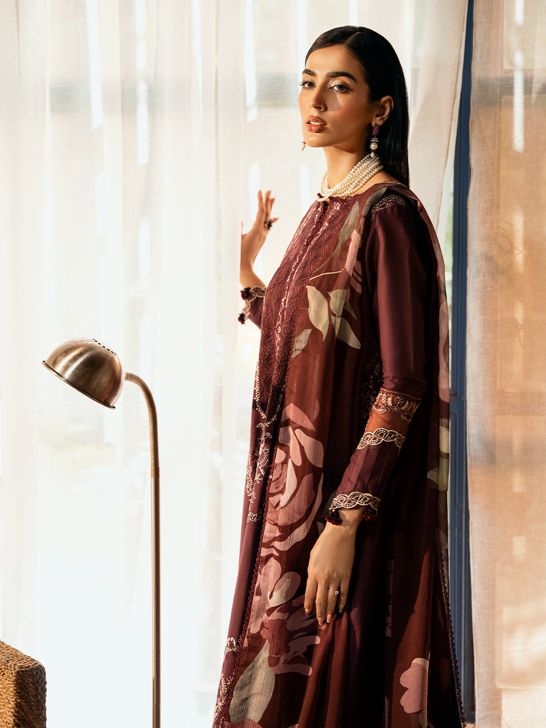 Izel | Dastak Luxury Lawn | TABEER XL Dark Plum Lawn