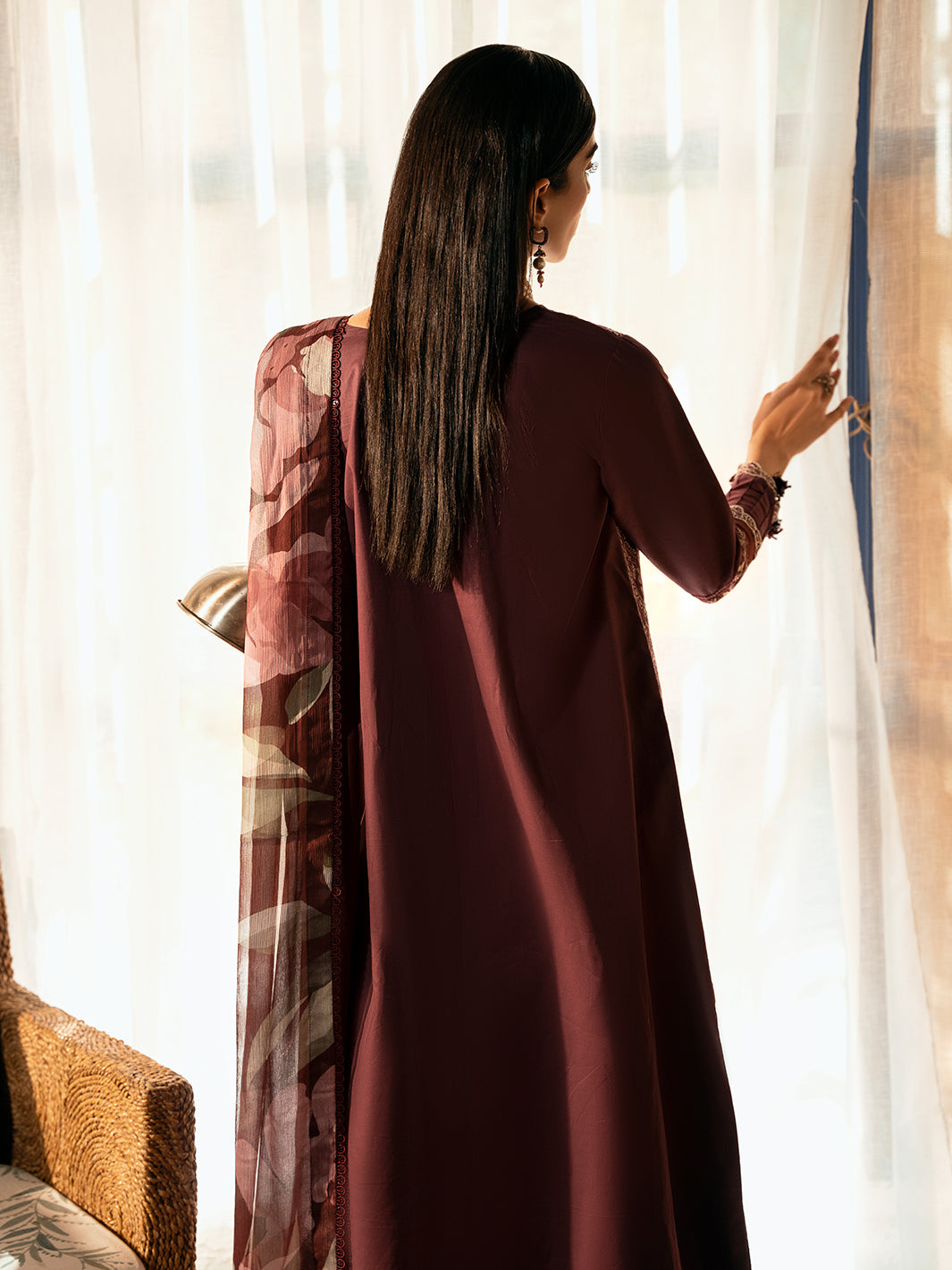 Izel | Dastak Luxury Lawn | TABEER S Dark Plum Lawn