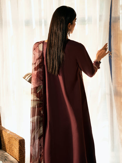 Izel | Dastak Luxury Lawn | TABEER S Dark Plum Lawn