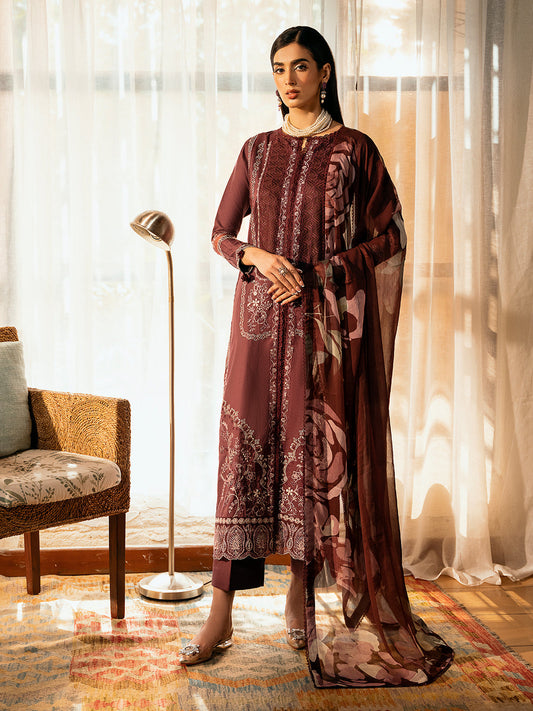 Izel | Dastak Luxury Lawn | TABEER XS Dark Plum Lawn