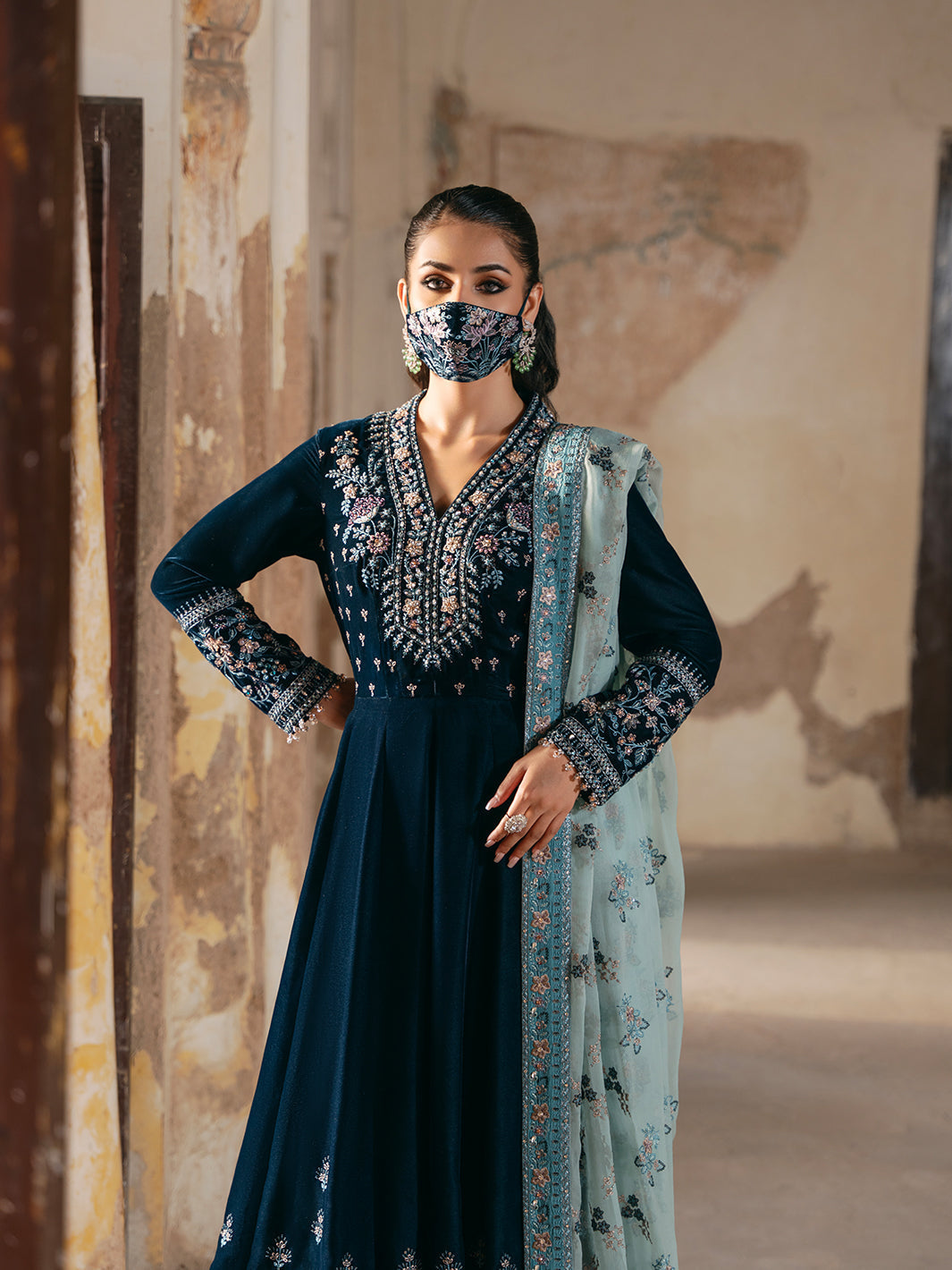 Flossie | Siara Velvet Formals | V-101 Custom Size Teal Blue Velvet