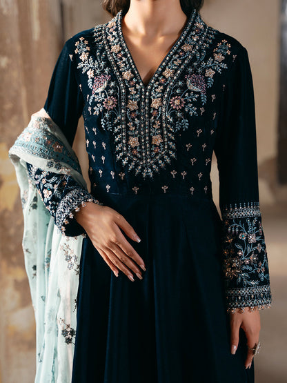 Flossie | Siara Velvet Formals | V-101 L Teal Blue Velvet