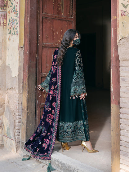 Flossie | Siara Velvet Formals | V-102 - A S Bottle Green Velvet