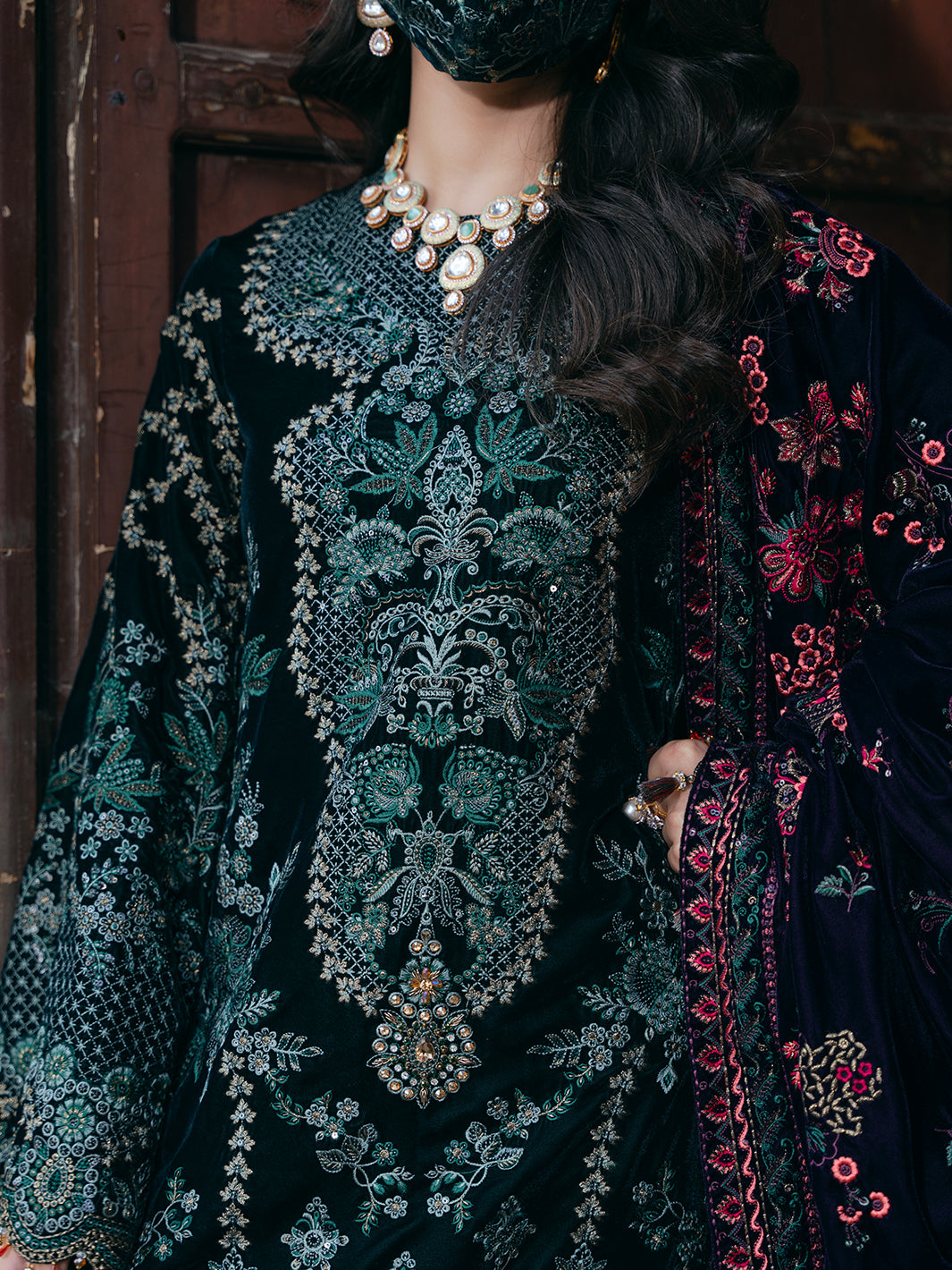 Flossie | Siara Velvet Formals | V-102 - A M Bottle Green Velvet