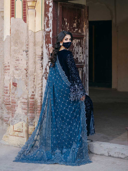 Flossie | Siara Velvet Formals | V-105 - A S Teal Blue Velvet