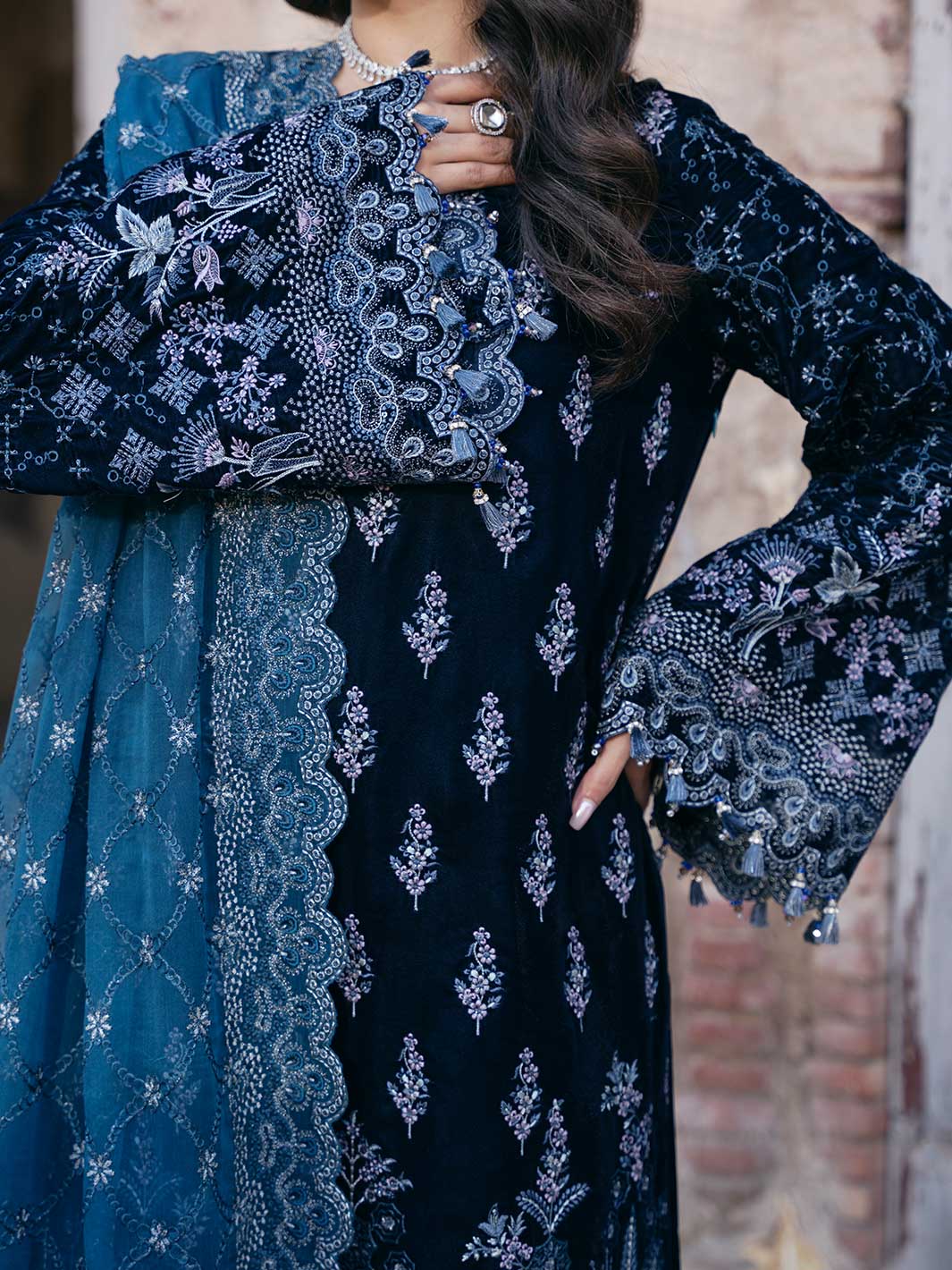 Flossie | Siara Velvet Formals | V-105 - A M Teal Blue Velvet