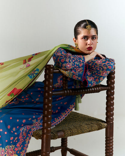 Jugnu | SS 25 | Darya Custom Size Cobalt Blue Cotton
