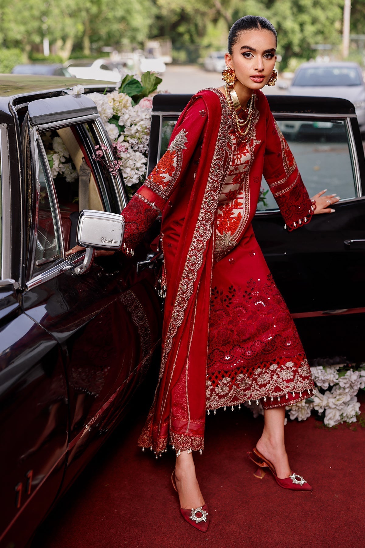 Charizma | Tabeer Lawn Vol 25 | CT5-12 XL Red Lawn