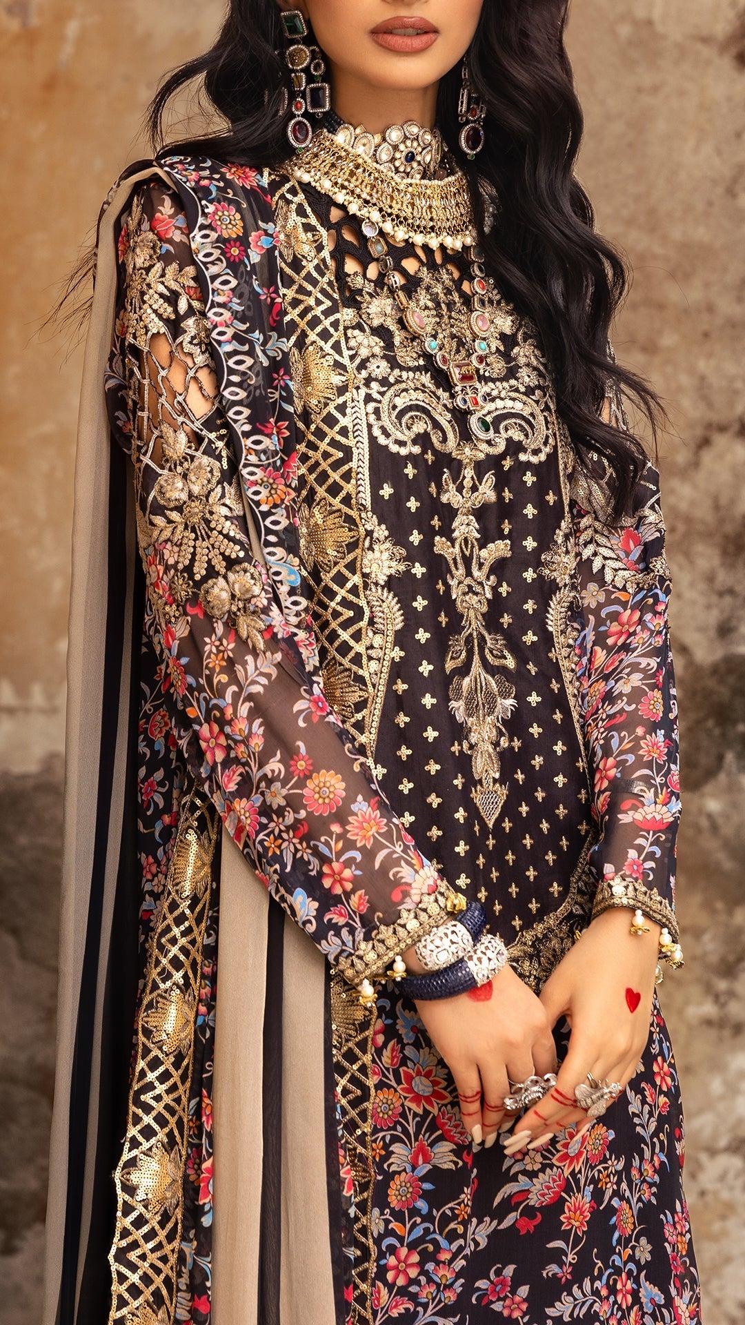 Charizma | Vasl Chiffon Collection | VSL25-09 Custom Size Black Chiffon