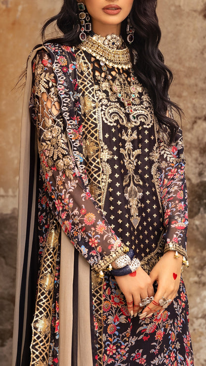 Charizma | Vasl Chiffon Collection | VSL25-09 Custom Size Black Chiffon