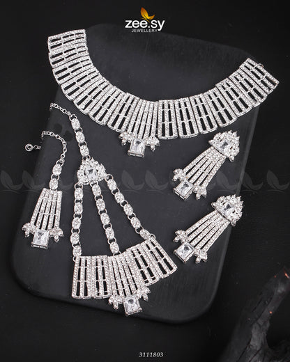Asma's Bridal Sets Silver White