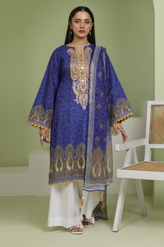 Zellbury | Unstitched 2 Piece Lawn | Embroidered Shirt Dupatta - 1688