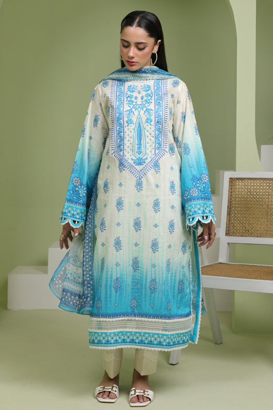 Zellbury | Unstitched 2 Piece Lawn | Embroidered Shirt Dupatta - 1694