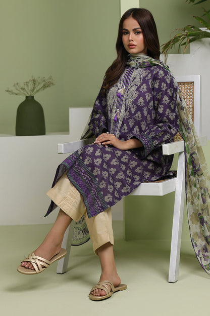 Zellbury | Unstitched 2 Piece Lawn | Embroidered Shirt Dupatta - 1695
